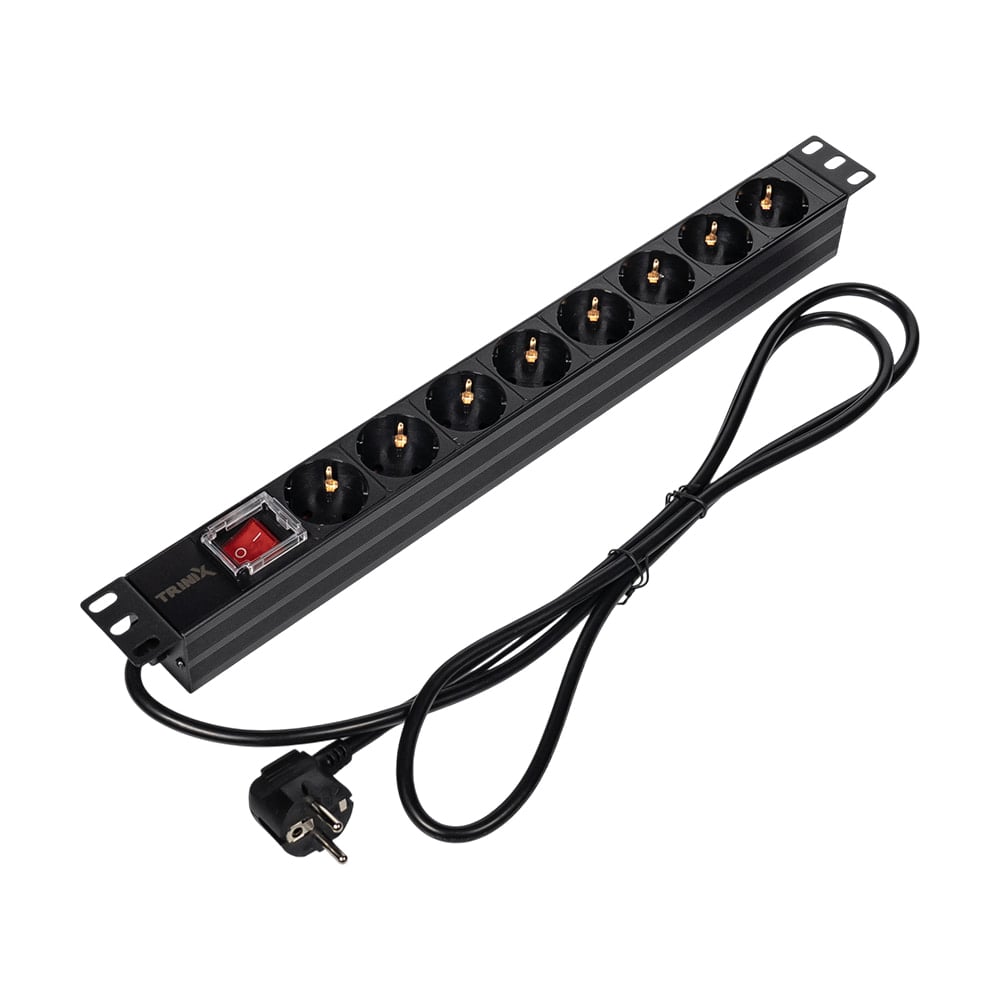 Блок на 8 розеток Trinix TRX-PDU/8M-16А Black для комутаційної шафи 19"