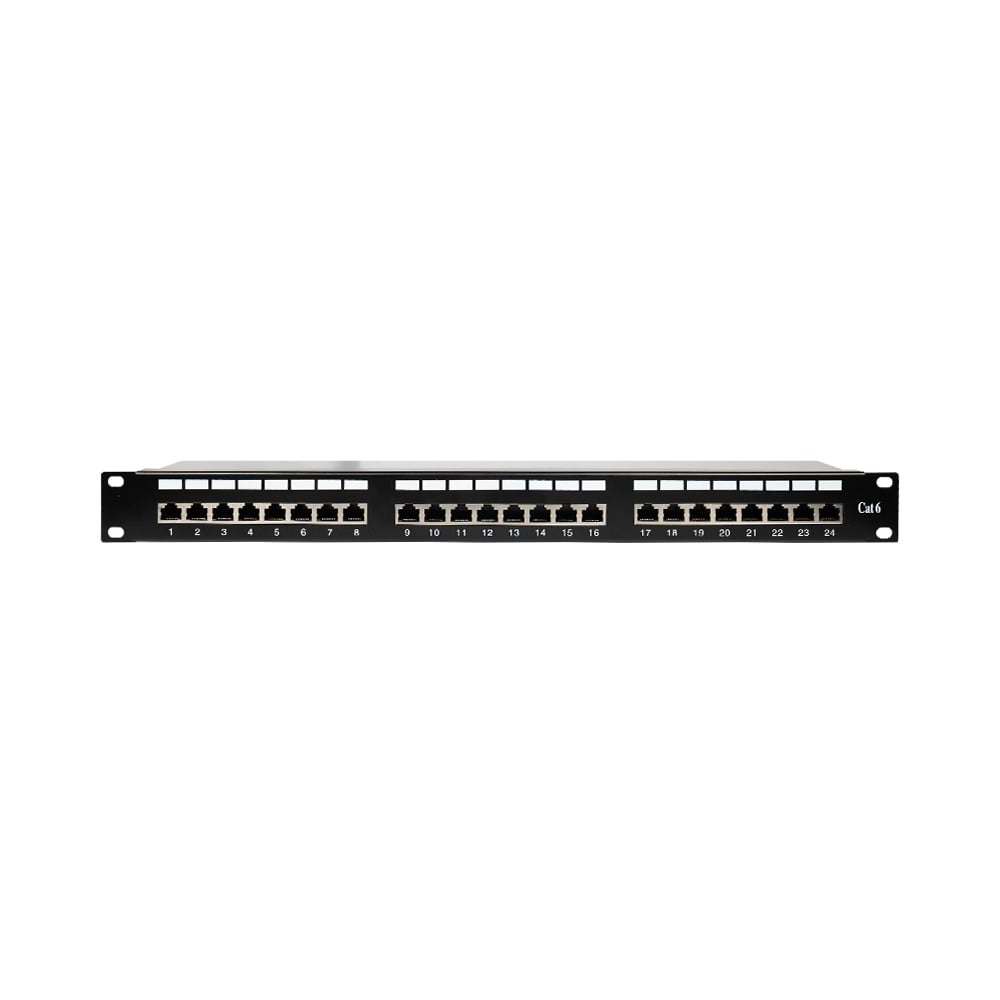 Патч-панель 24 порта NVC-PN-12/24 CAT5/CAT6 19" 1U экранированная