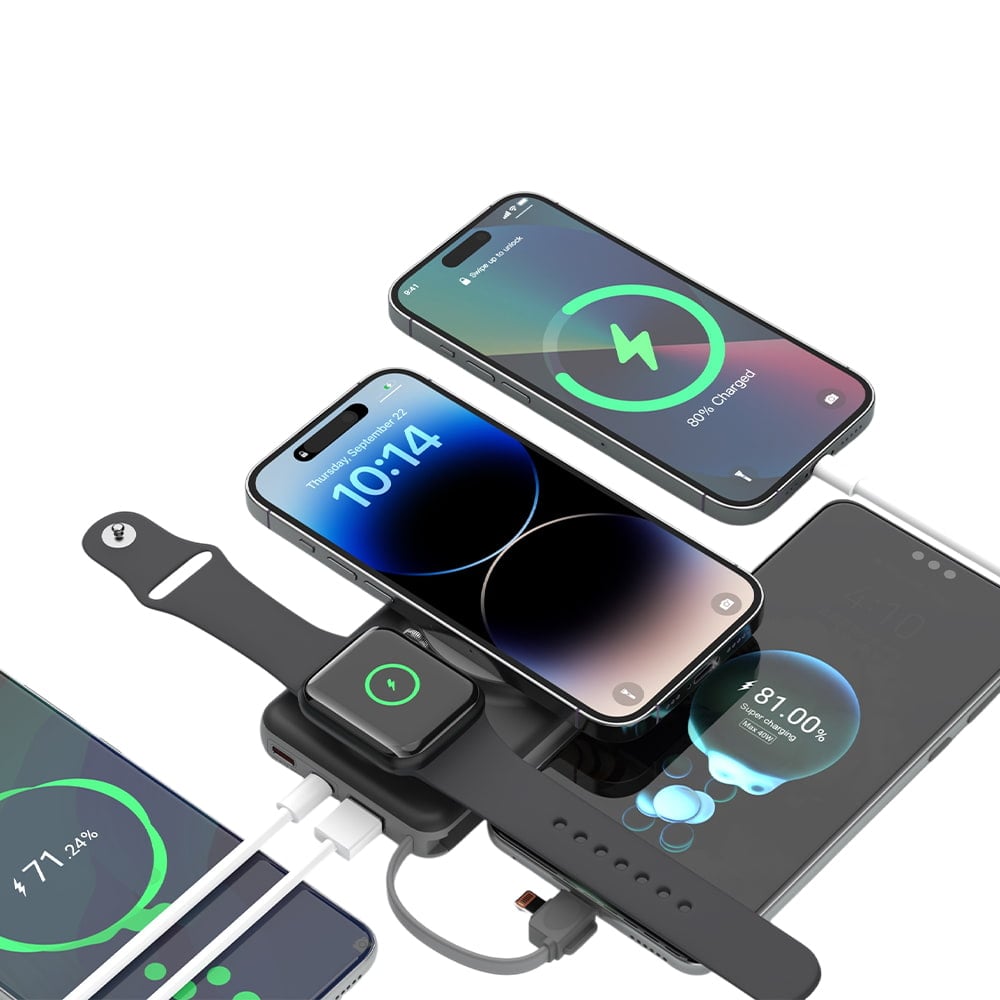 Повербанк Choetech B695 10000 mAh з швидкою та бездротовою зарядкою смартфонів та Apple Watch чорний