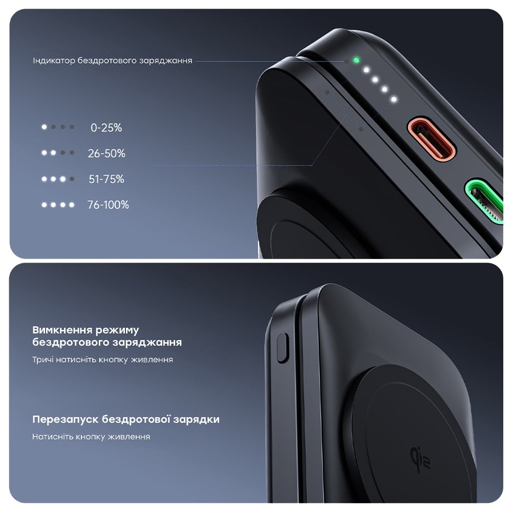 Повербанк Choetech B750 10000 mAh черный с подставкой + быстрой и беспроводной зарядкой смартфонов и Apple Watch