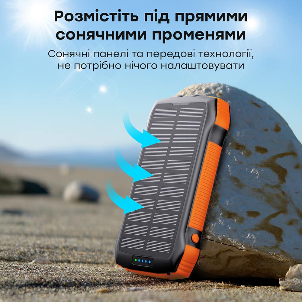 Повербанк Choetech B657 20000 mAh PD20W+QC черный с солнечной панелью и быстрой беспроводной зарядкой