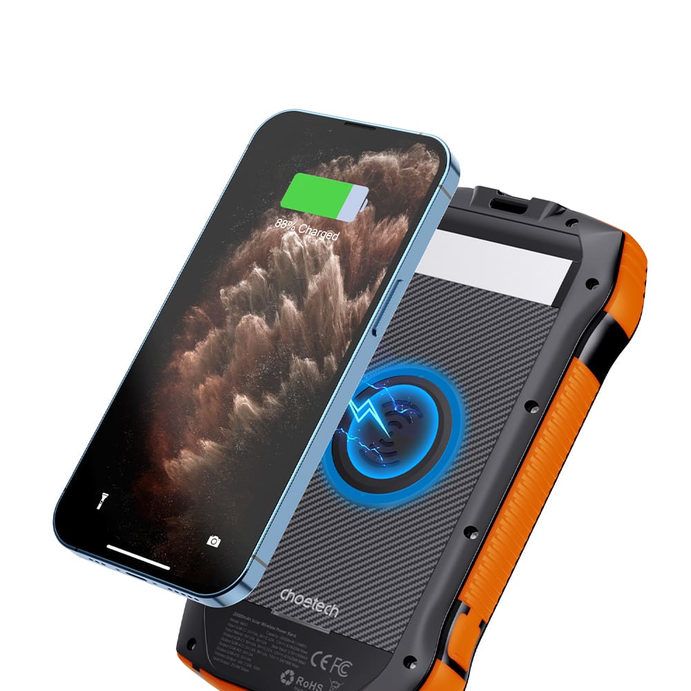 Повербанк Choetech B657 20000 mAh PD20W+QC черный с солнечной панелью и быстрой беспроводной зарядкой