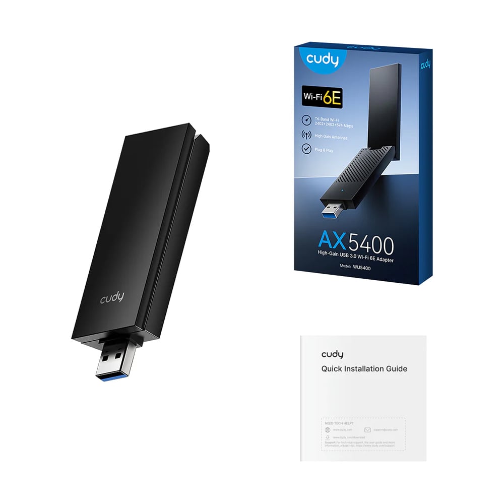Адаптер WiFi 6E Cudy WU5400 трёхдиапазонный с USB 3.0 AX5400