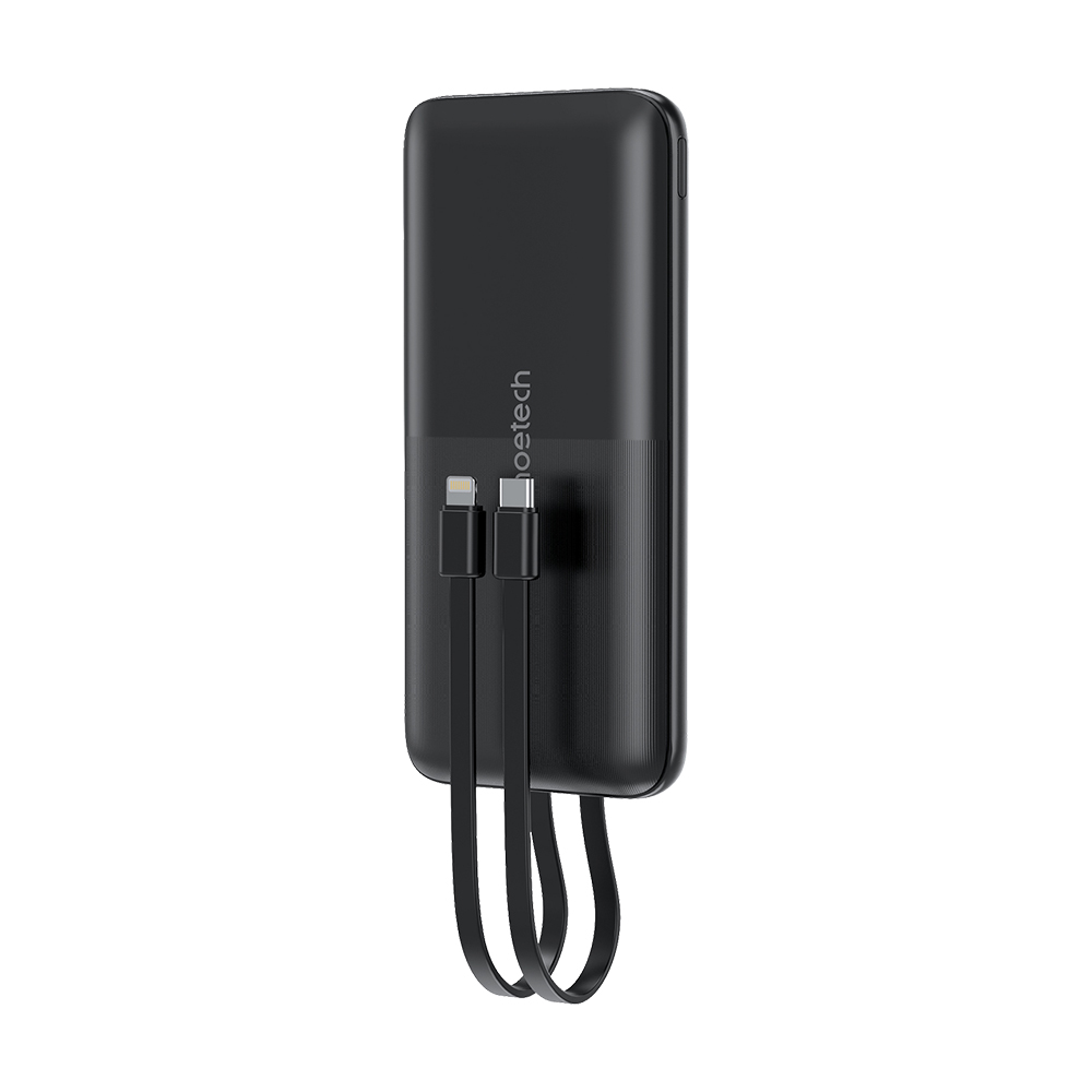 Повербанк Choetech B654 Black 22.5W QC3.0 PD3.0 10000mAh вбудовані кабелі Type-C та Lightning
