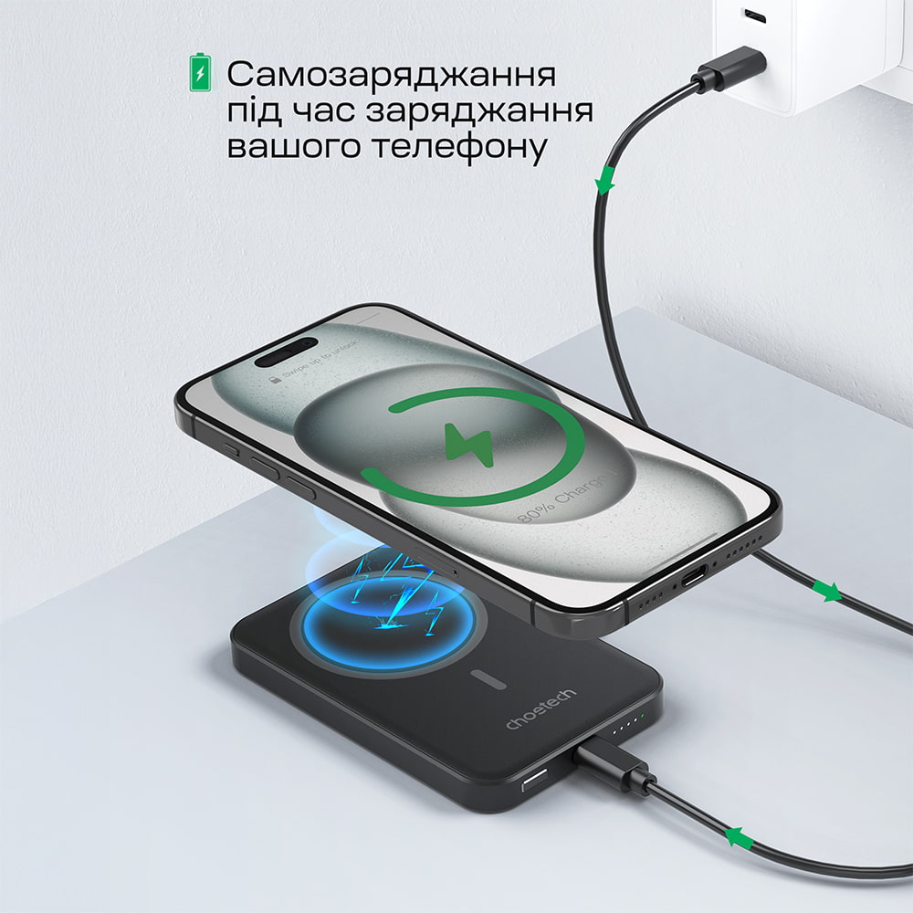 Повербанк Choetech B709 Black PD3.0 5000mAh беспроводная магнитная зарядка