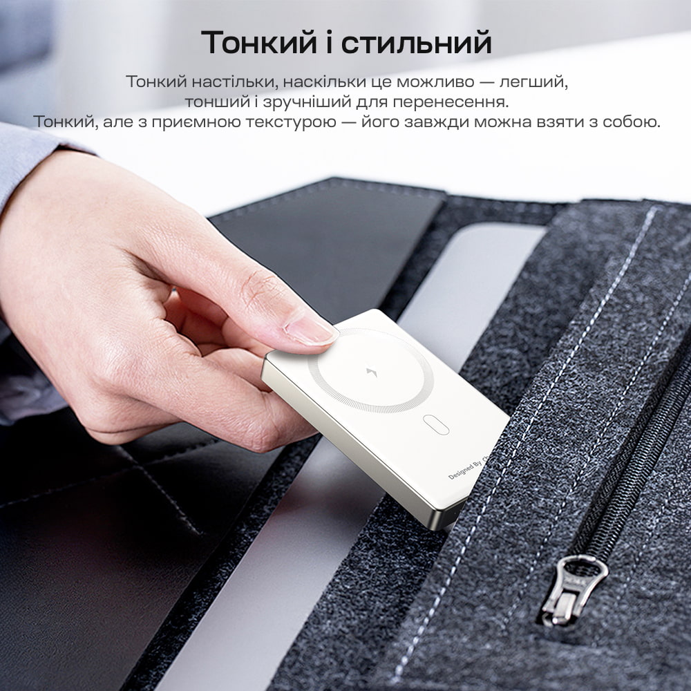Повербанк Choetech B739 Silver QC3.0 PD3.0 10000mAh бездротова магнітна зарядка