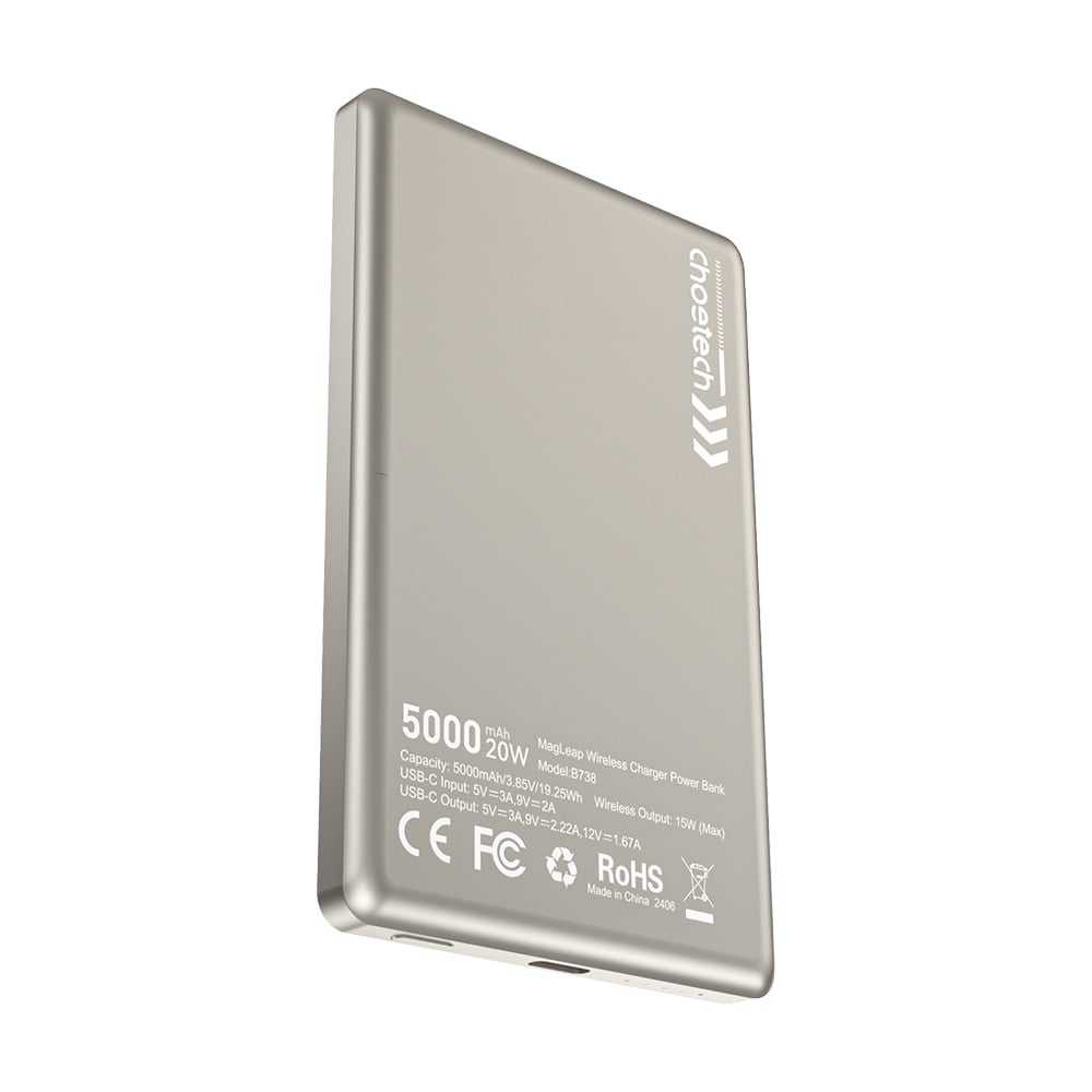 Павербанк Choetech B738 White QC3.0 PD3.0 5000 mAh, бездротова магнітна зарядка