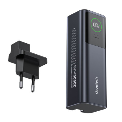 Повербанк Choetech B1012 20000 mAh 100 W Grey с EU адаптером и встроенным кабелем
