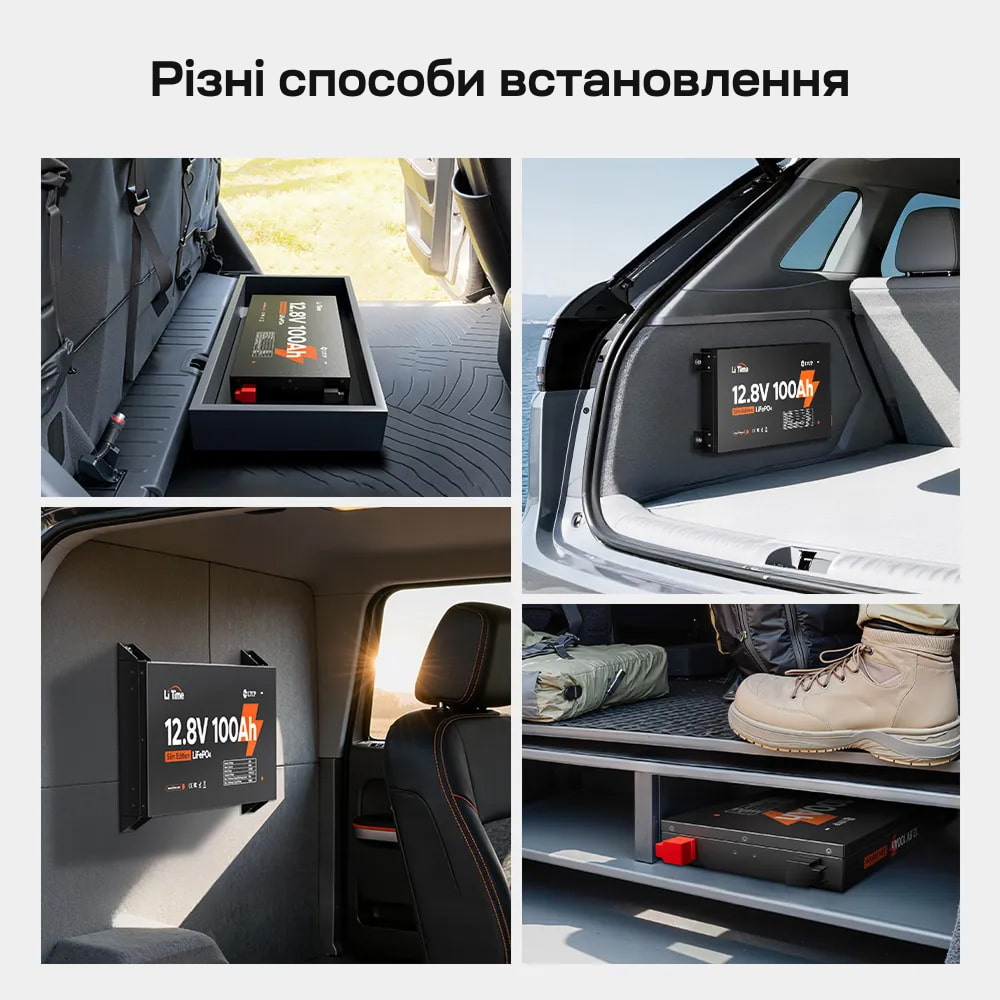 Акумуляторна батарея літій-залізо-фосфатна 12.8В 100А*год LiFePO4 LiTime Slim 12V100-100-SLIM-LTCP-4-SE100 ультратонка
