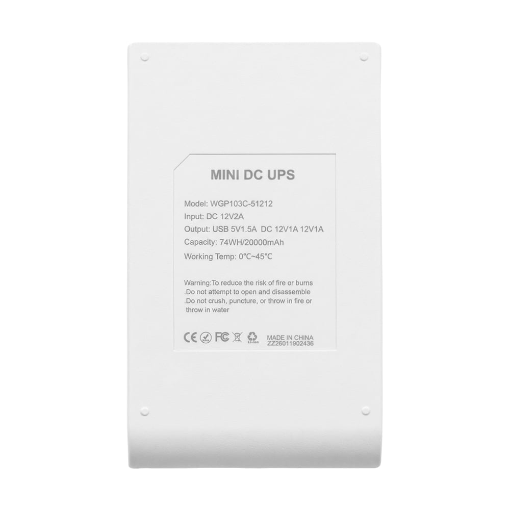 ИБП Mini UPS WGP UPS103C 20000mAh 5V/12V/12V, Li-ion с блоком питания SPF-1202B 12V/2A (24W)