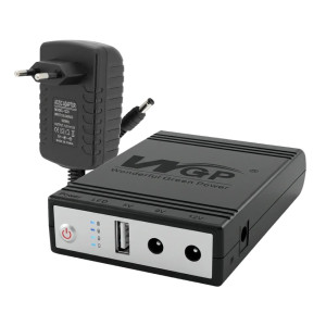 ИБП Mini UPS WGP UPS1032 Black 10400mAh 5V/9V/12V, Li-ion с блоком питания SPF-1202B 12V/2A (24 Вт)