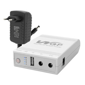 ИБП Mini UPS WGP UPS103A White 10400mAh 5V/9V/12V, Li-ion и блок питания SPF-1202B 12V/2A (24 Вт)