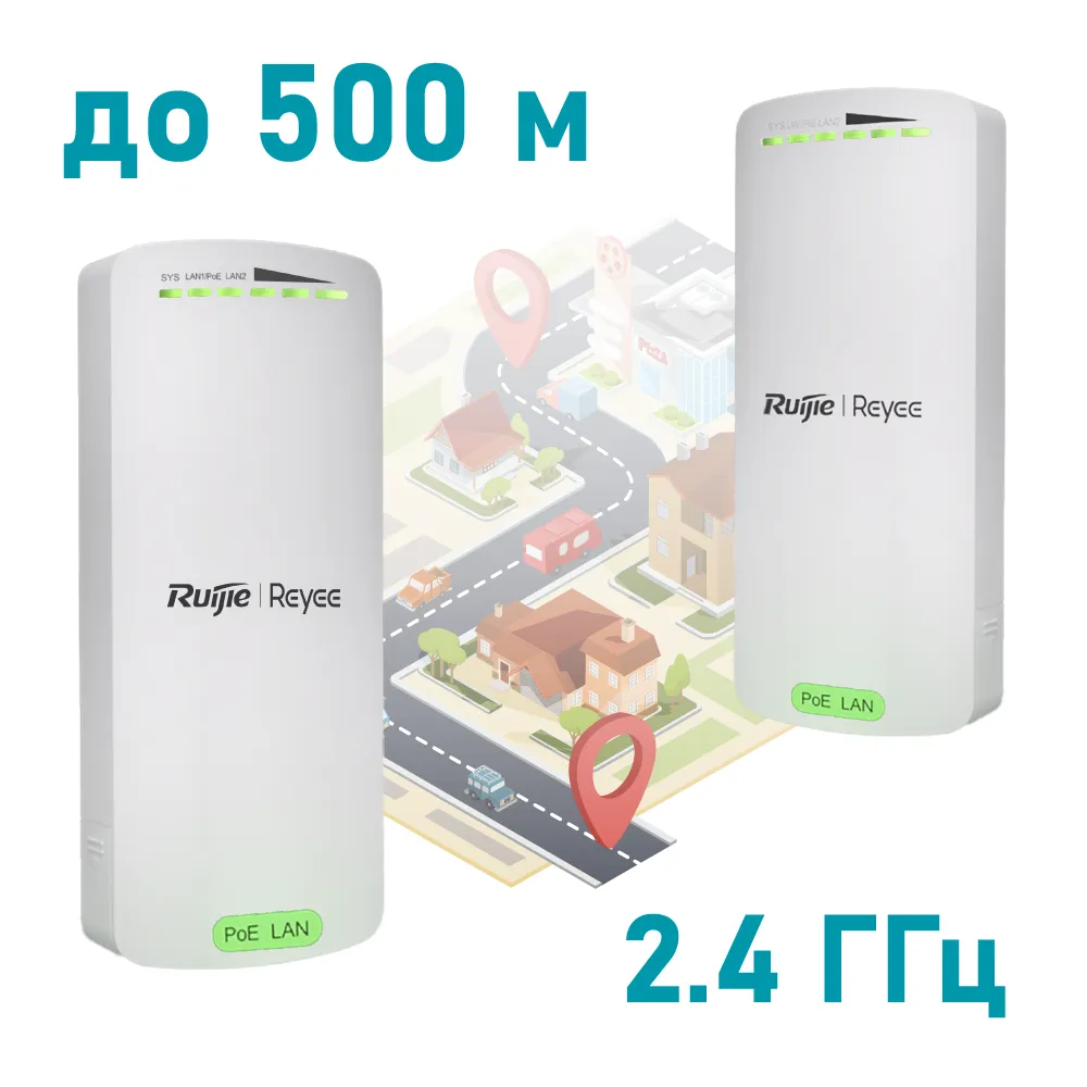 Внешний двухпоточный беспроводной мост 2,4 ГГц Ruijie Reyee RG-EST100-E