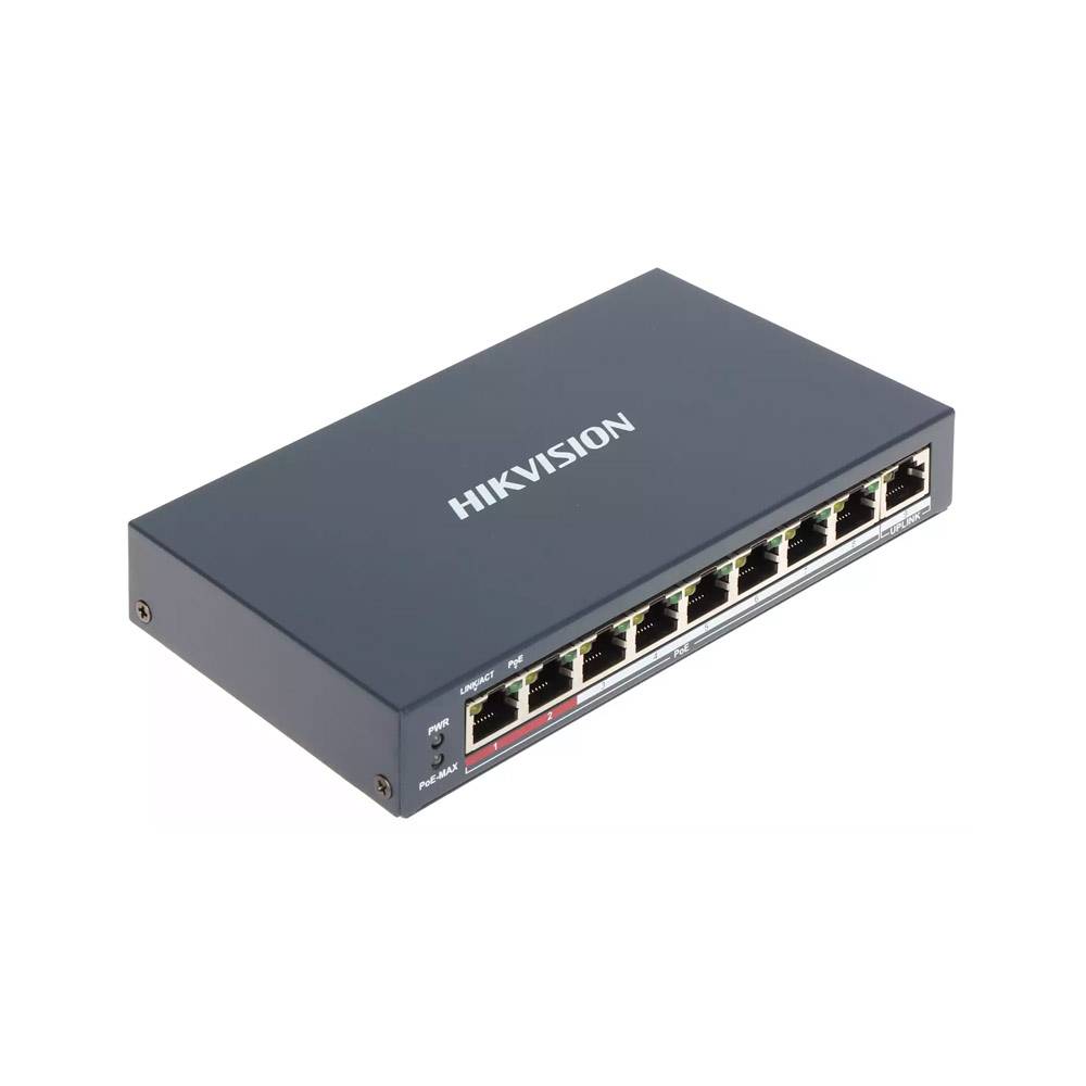 8-портовый PoE коммутатор Hikvision DS-3E0109P-E(C) PoE неуправляемый