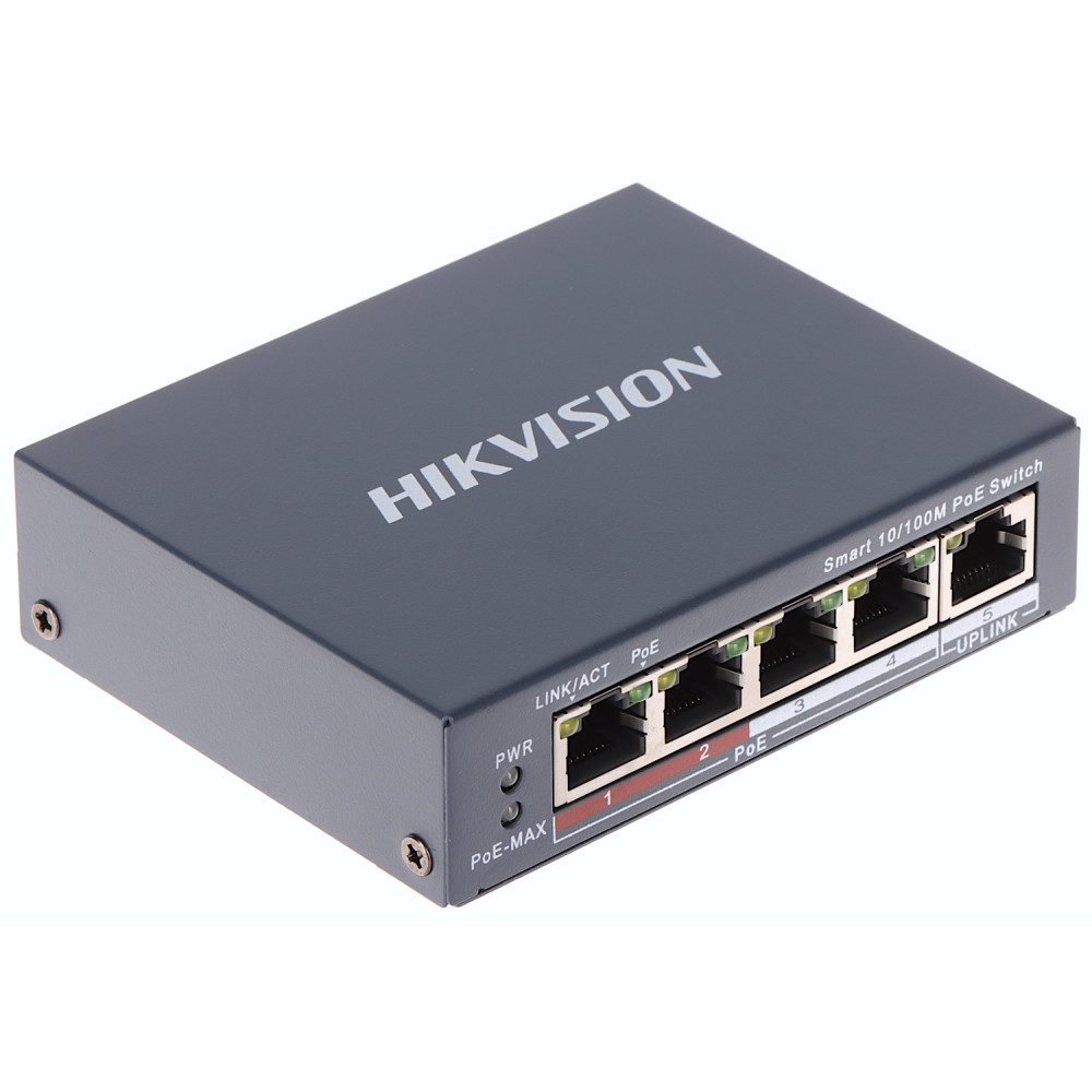 4-портовый PoE коммутатор Hikvision DS-3E1105P-EI управляемый
