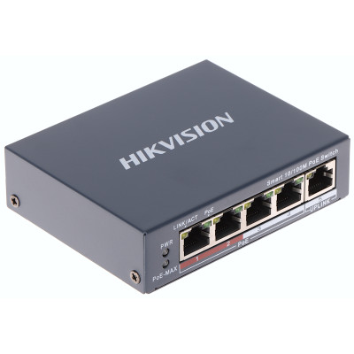 4-портовый PoE коммутатор Hikvision DS-3E1105P-EI управляемый