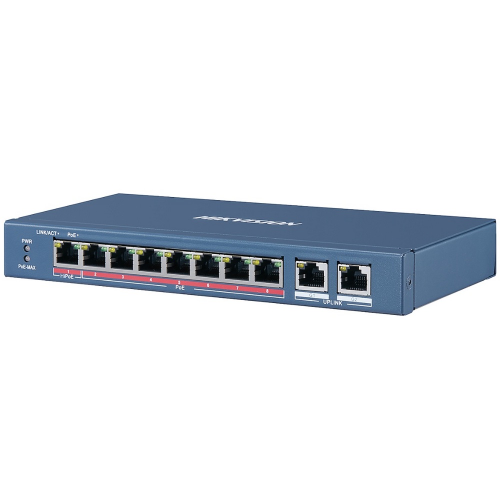 8-портовый PoE коммутатор Hikvision DS-3E0310HP-E неуправляемый