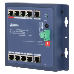 8-портовый коммутатор Dahua DH-CHS4110-8ET-90-F PoE управляемый