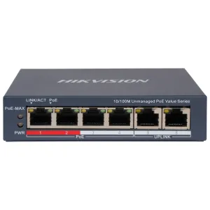4-портовий комутатор Hikvision DS-3E0106P-E/M(B) POE некерований