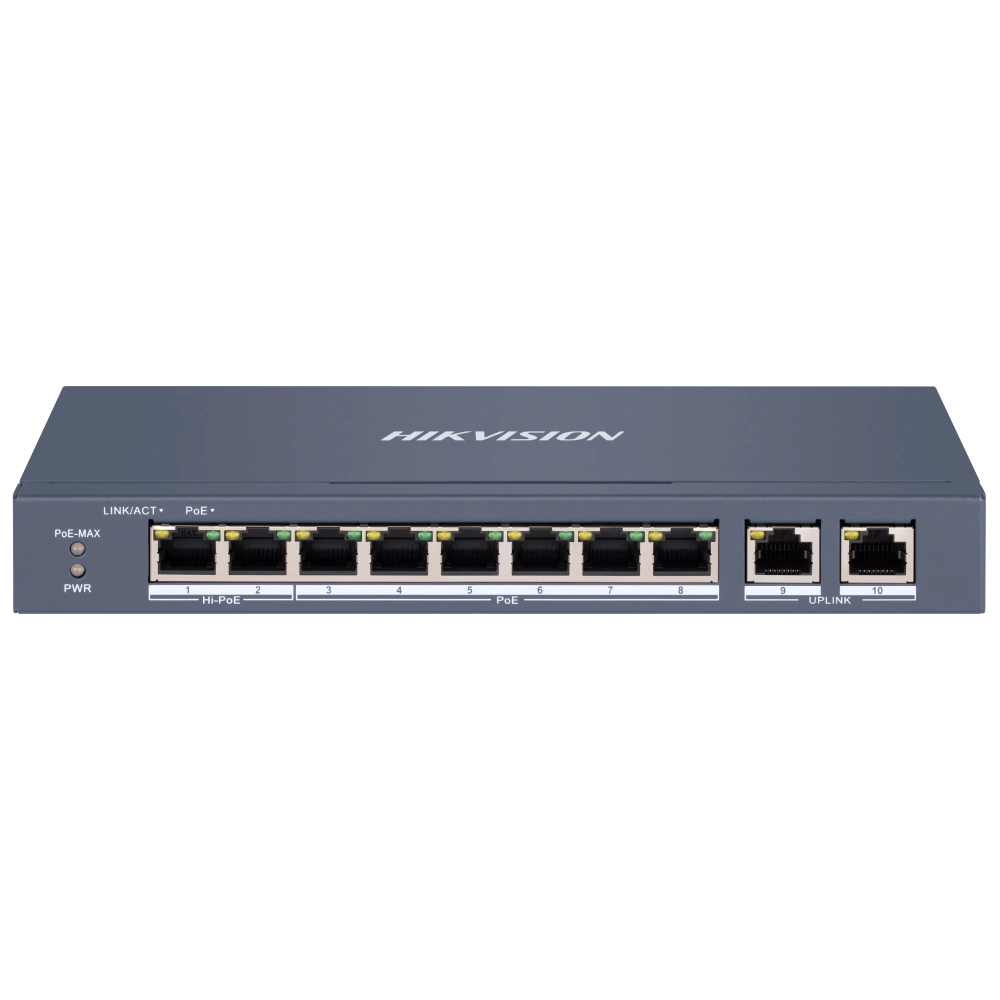 10-портовый PoE-коммутатор Hikvision DS-3E1310HP-EI управляемый