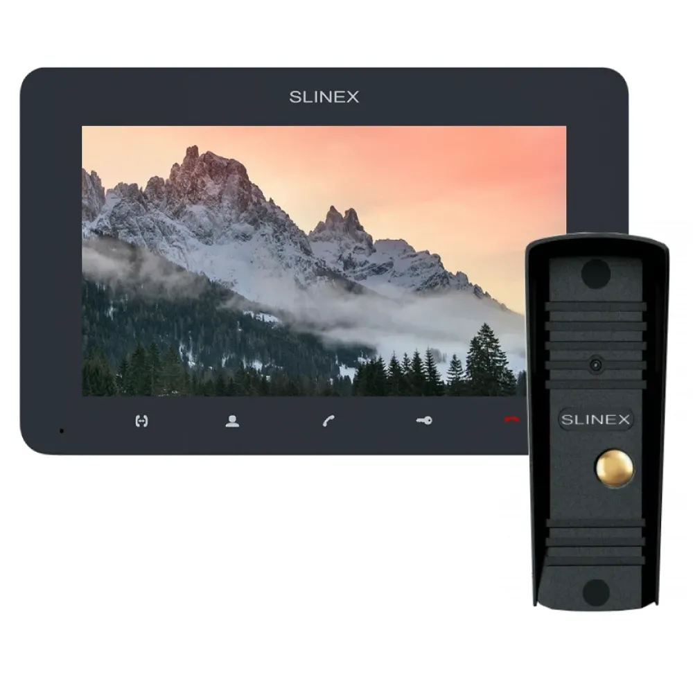Комплект видеодомофона Slinex SM-07MHD графит + панель ML-16HD черный