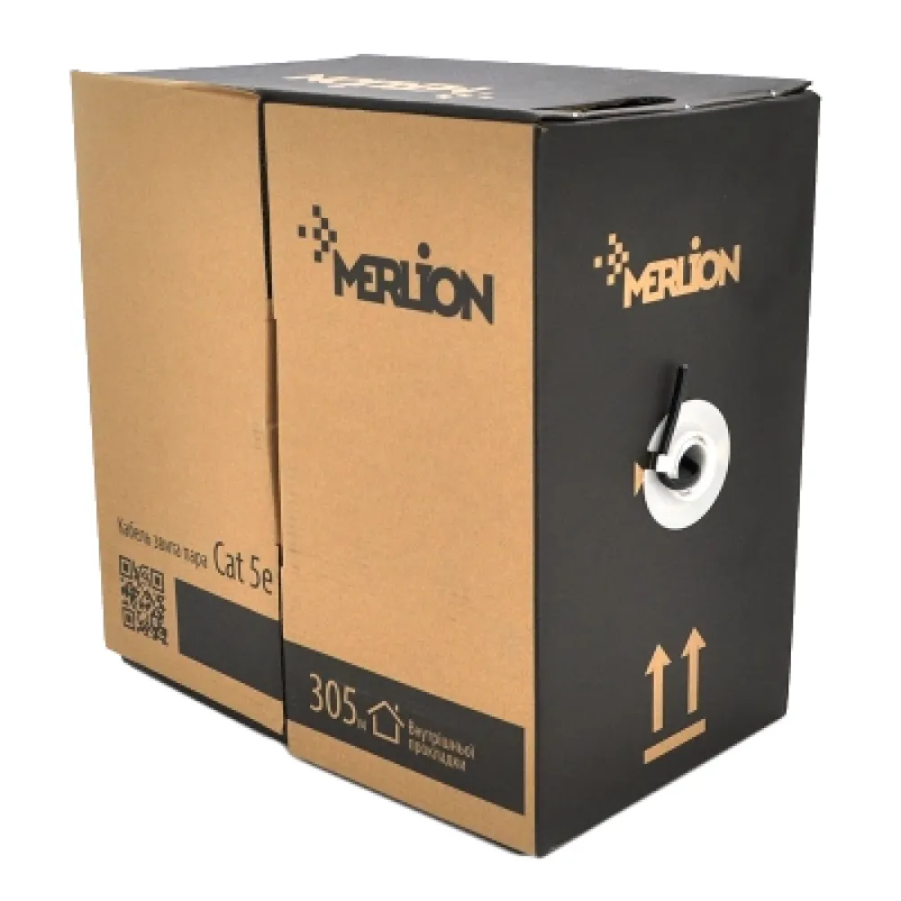Кабель Merlion зовнішній КНП UTP (4*2*0.5) 4p 24 AWG CCA ПЕ (305м) чорний
