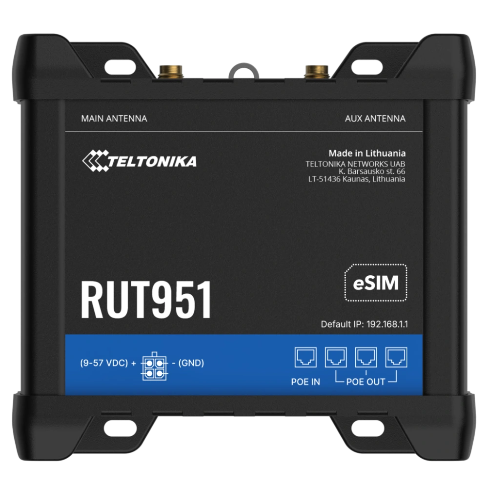 Промышленный маршрутизатор Teltonika RUT951 POE+ (RUT951B10J00) с 4G LTE, Wi-Fi