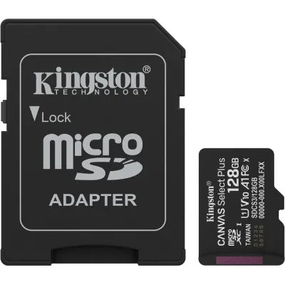 Карта памяти Kingston microSD 128GB C10 UHS-I A1 V10 R150MB/s + SD