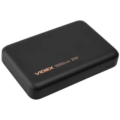 Повербанк VIDEX VPB-331 10000mAh 15W+PD20W Black с беспроводной зарядкой