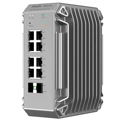 8-портовый промышленный PoE коммутатор Ruijie RG-NIS3100-8GT2SFP-HP для строгих условий эксплуатации