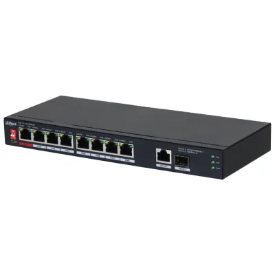 10-портовый PoE коммутатор неуправляемый Dahua DH-PFS3110-8ET1GT1GF-96