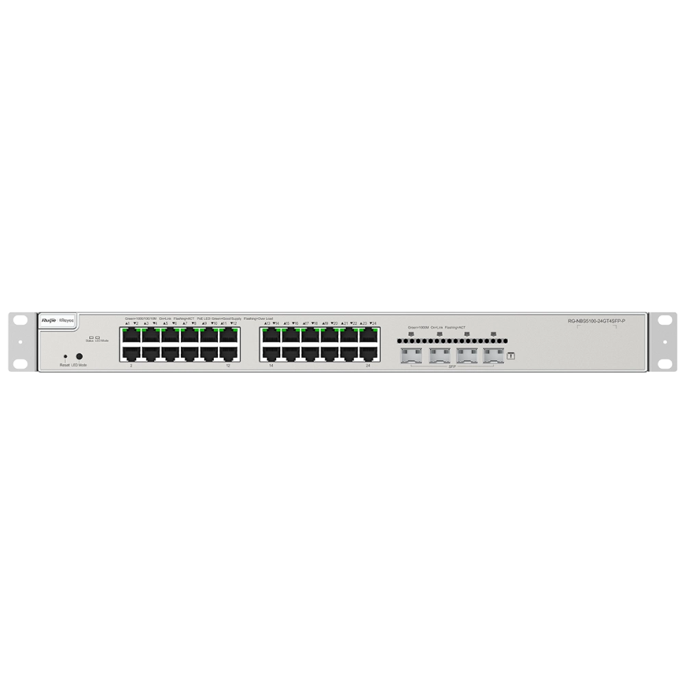 24-портовий PoE комутатор Ruijie Reyee RG-NBS5200-24GT4XS-P гігабітний L2+ керований