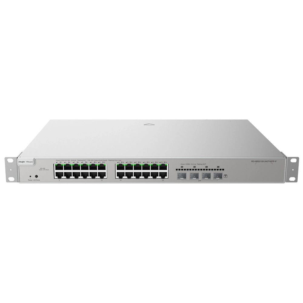24-портовый PoE коммутатор Ruijie Reyee RG-NBS5100-24GT4SFP-P гигабитный L3 с облачным управлением