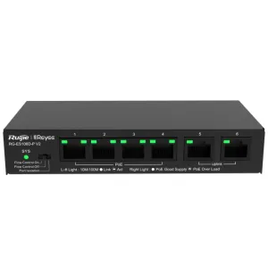 6-портовый PoE коммутатор Ruijie Reyee RG-ES106D-P V2 настольный неуправляемый