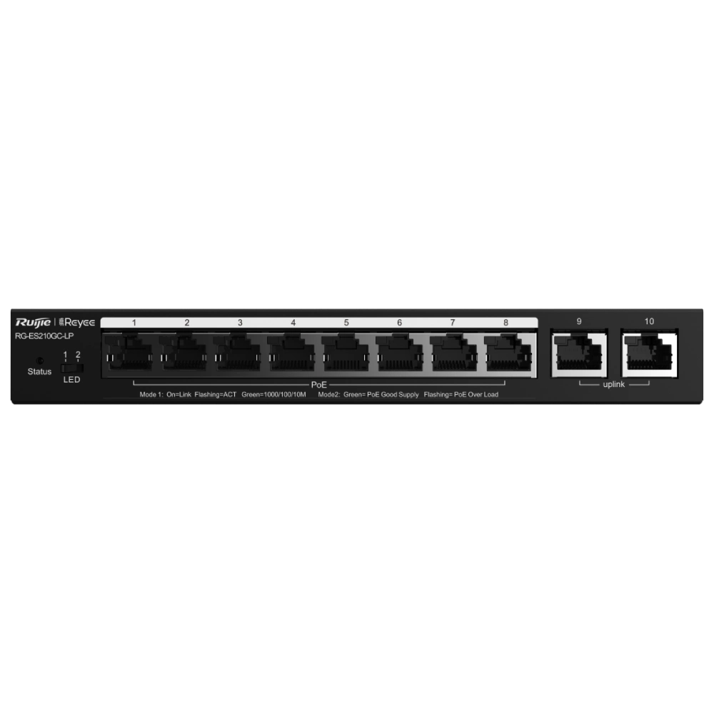 10-портовий PoE комутатор Ruijie Reyee RG-ES210GC-LP гігабітний інтелектуальний керований