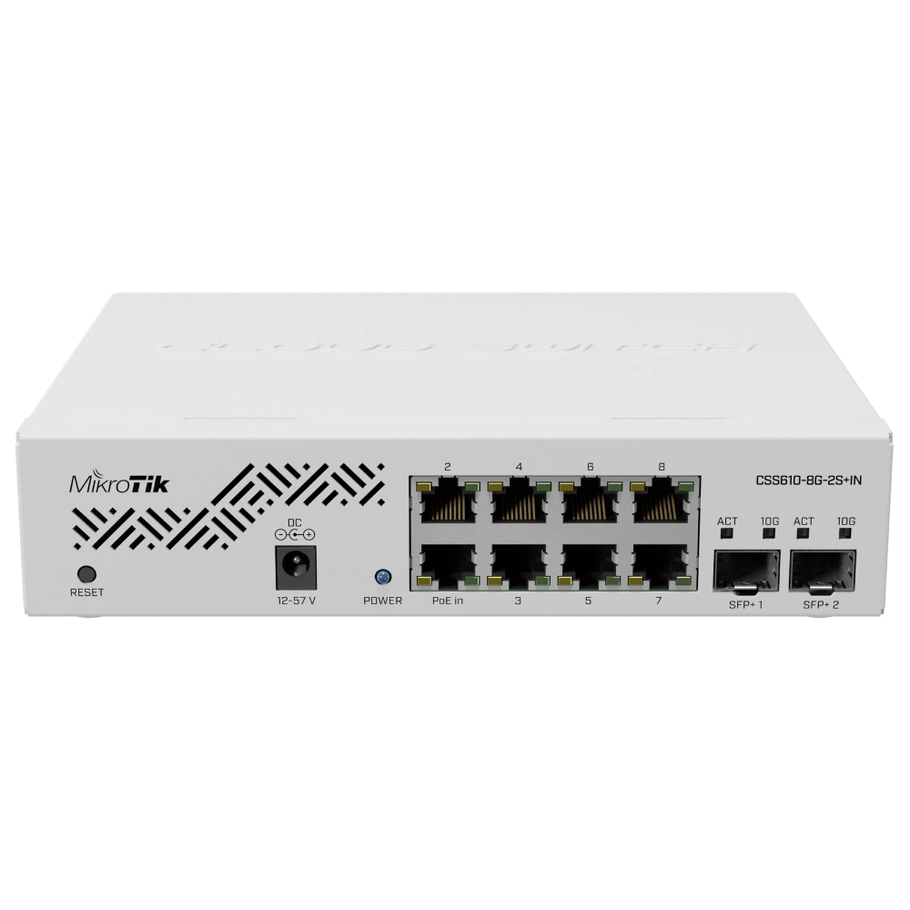 8-портовый коммутатор Mikrotik CSS610-8G-2S+IN гигабитный управляемый