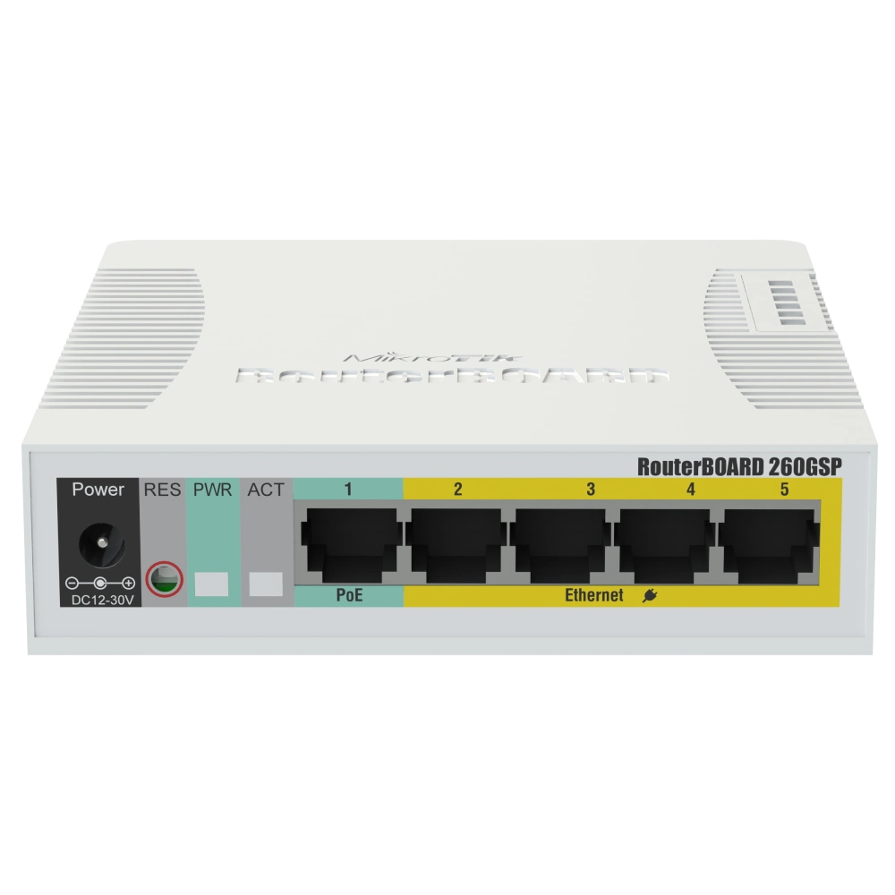 5-портовий PoE комутатор Mikrotik RB260GSP (CSS106-1G-4P-1S) керований 