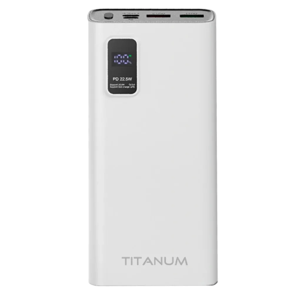 Павербанк Videx TITANUM 727S White (20 000 мА·ч / 22.5 Вт)