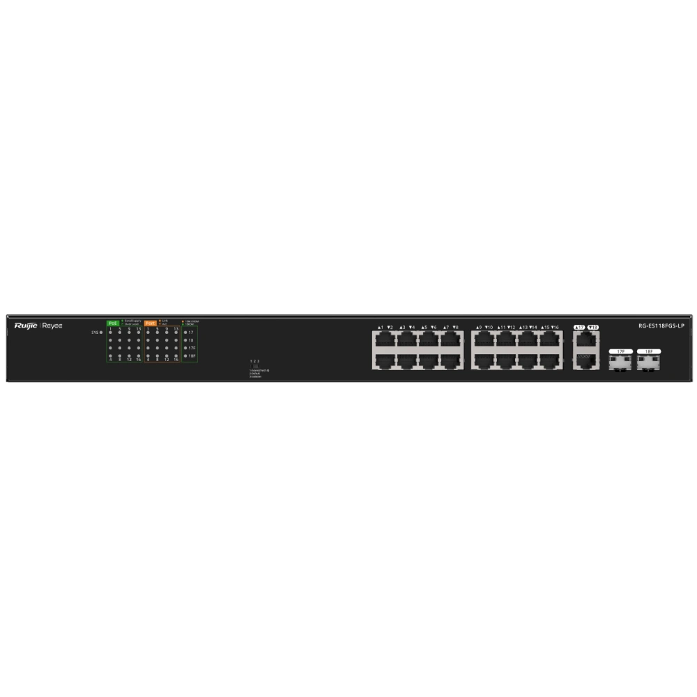 18-портовый PoE коммутатор Ruijie Reyee RG-ES118FGS-LP 10/100Мб неуправляемый