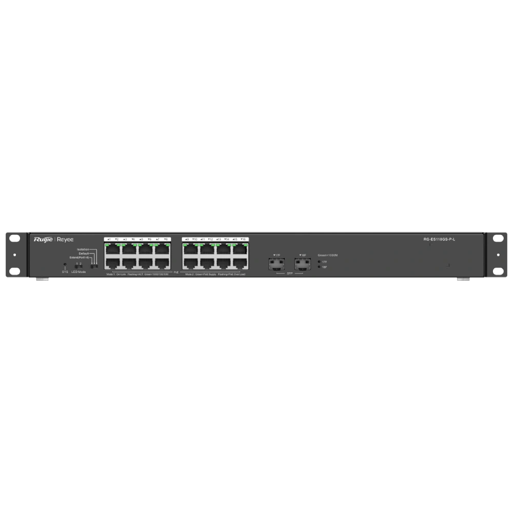 18-портовый PoE коммутатор Ruijie Reyee RG-ES118GS-P-L гигабитный неуправляемый