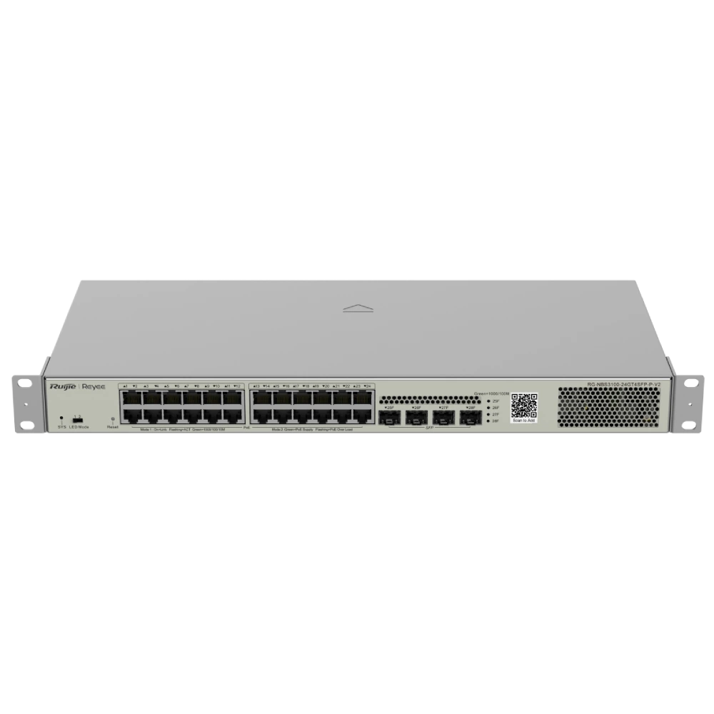 24-портовий PoE комутатор Ruijie RG-NBS3100-24GT4SFP-P-V2 гігабітний L2 керований