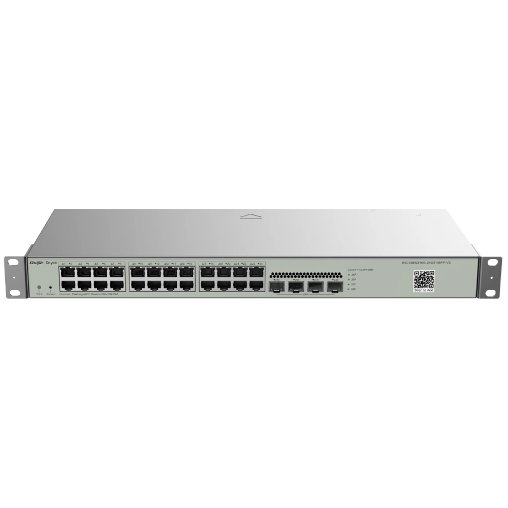 24-портовий комутатор Ruijie RG-NBS3100-24GT4SFP-V2 гігабітний L2 керований