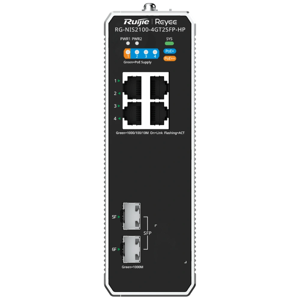 4-портовий комутатор керований Ruijie Reyee RG-NIS2100-4GT2SFP-HP PoE++
