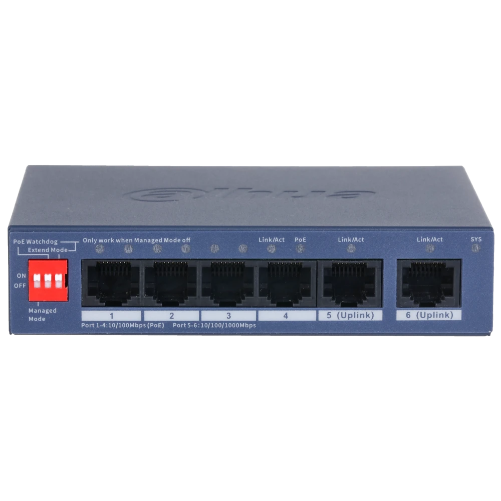 4-портовый коммутатор Dahua DH-CS4006-4ET2GT-36 PoE управляемый