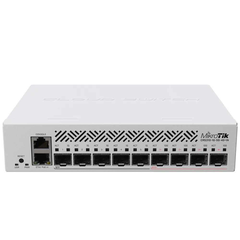 10-портовый коммутатор MikroTik CRS310-1G-5S-4S+IN 10G SFP+ неуправляемый