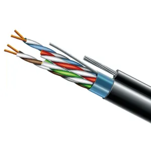 Кабель вита пара ЗЗЦМ Cat. 5e F/UTP PE 4х2х24 AWG + S. M. трос (к)(72113) бухта 500 м. мідь, вуличний з тросом