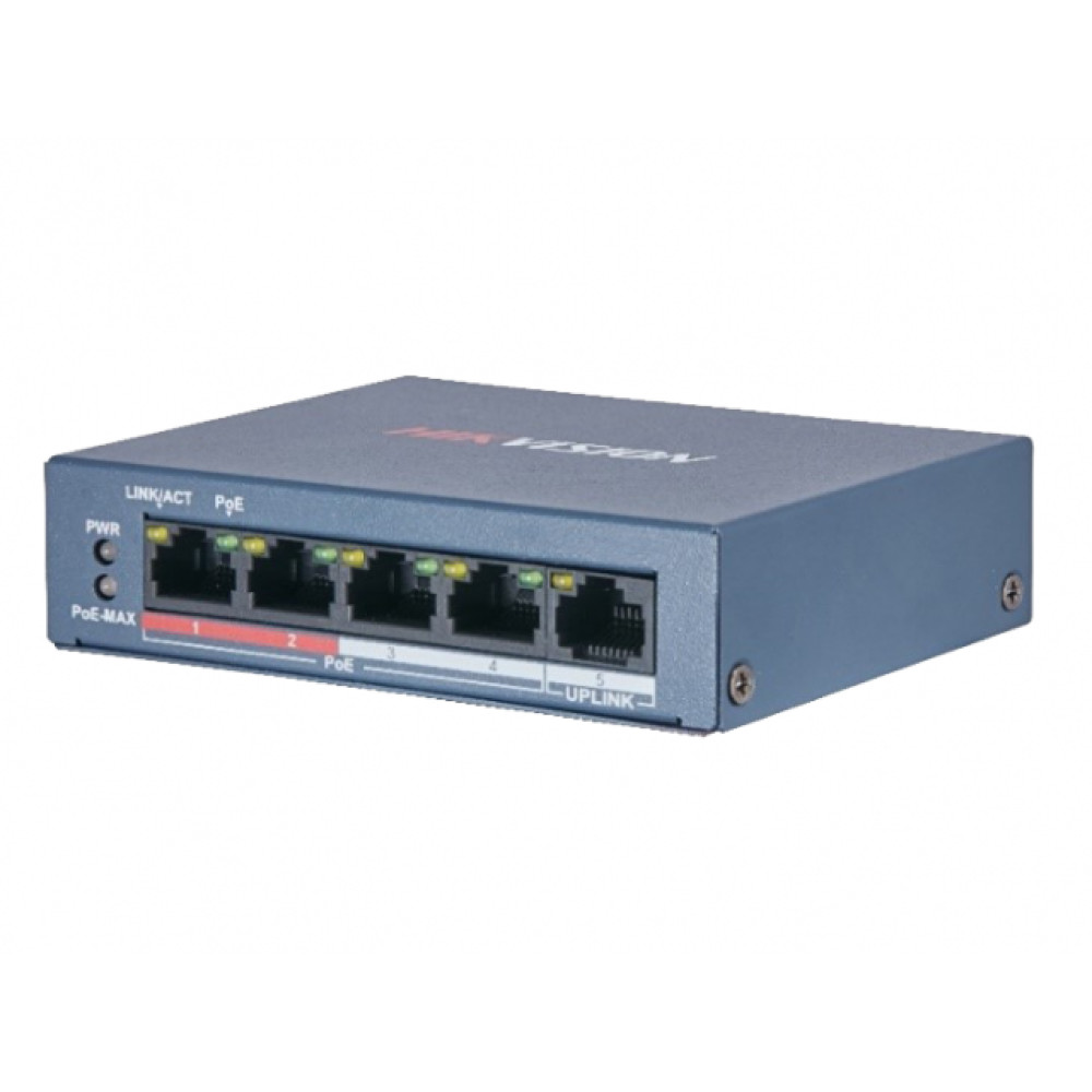 4-портовий PoE комутатор Hikvision DS-3E0105P-E(B) некерований