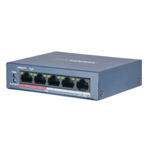 4-портовый PoE коммутатор Hikvision DS-3E0105P-E(B) неуправляемый