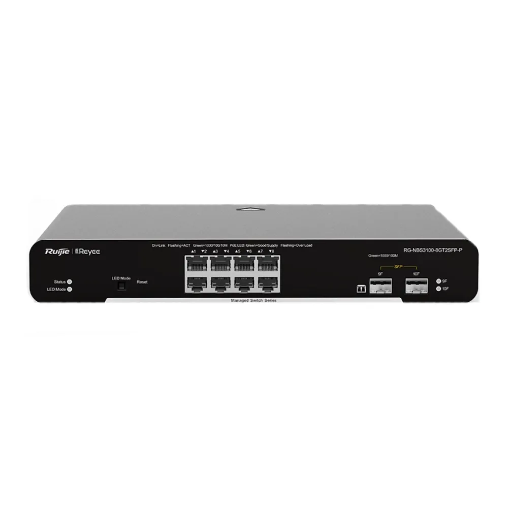 8-портовый коммутатор Ruijie RG-NBS3100-8GT2SFP-P гигабитный L2 управляемый